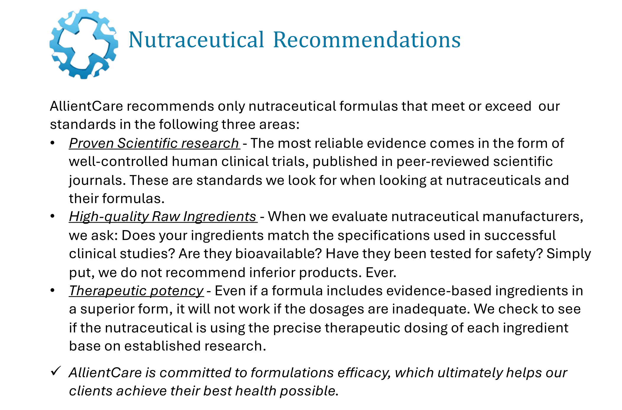 Nutraceutical recommendations 2